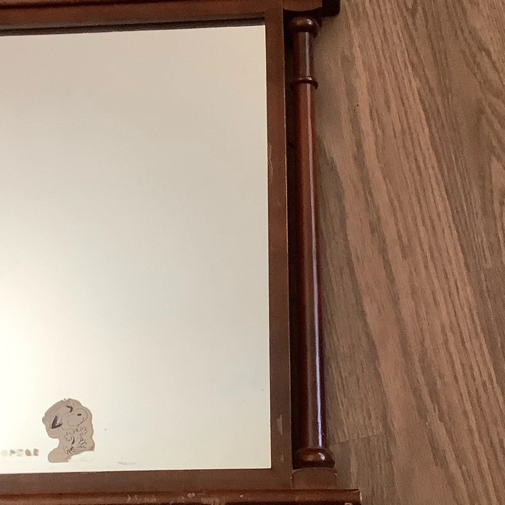 Mid 20th Century Wood Framed Mirror 25” X 15” Wall Hanging